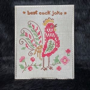 Snarky Vintage embroidery rooster farm life cottage core kitchen cock